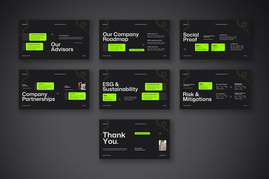 黑色绿色白色现代项目启动PPT模板 (PPTX,PPT)