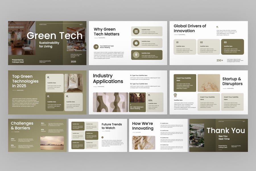 绿色技术专业房地产可持续性PPT模板 (PPTX)