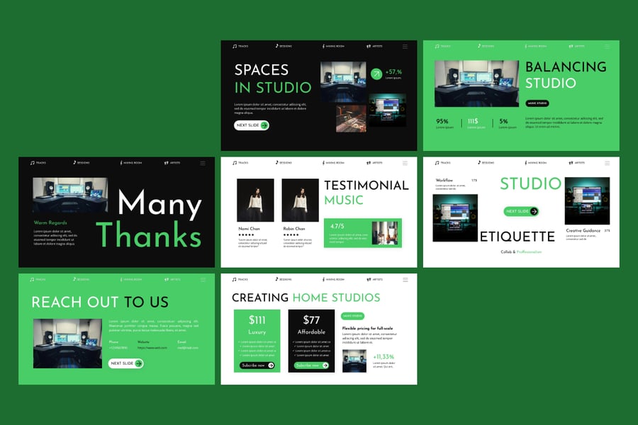 音乐工作室PPT模板 (PPTX)