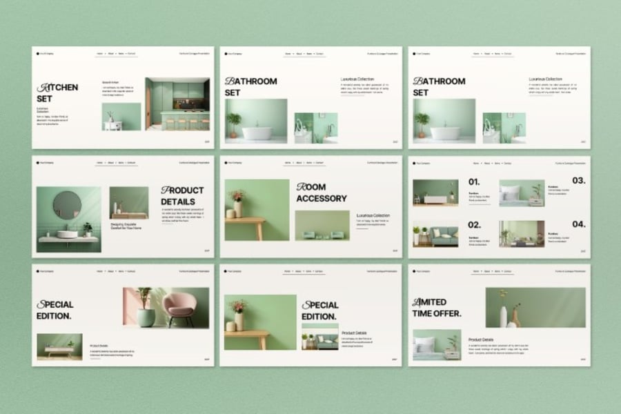 奶油极简家具目录PPT模板 (PPT,PPTX)