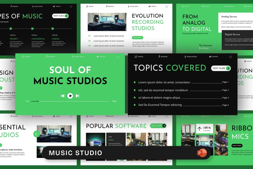 音乐工作室PPT模板 (PPTX)