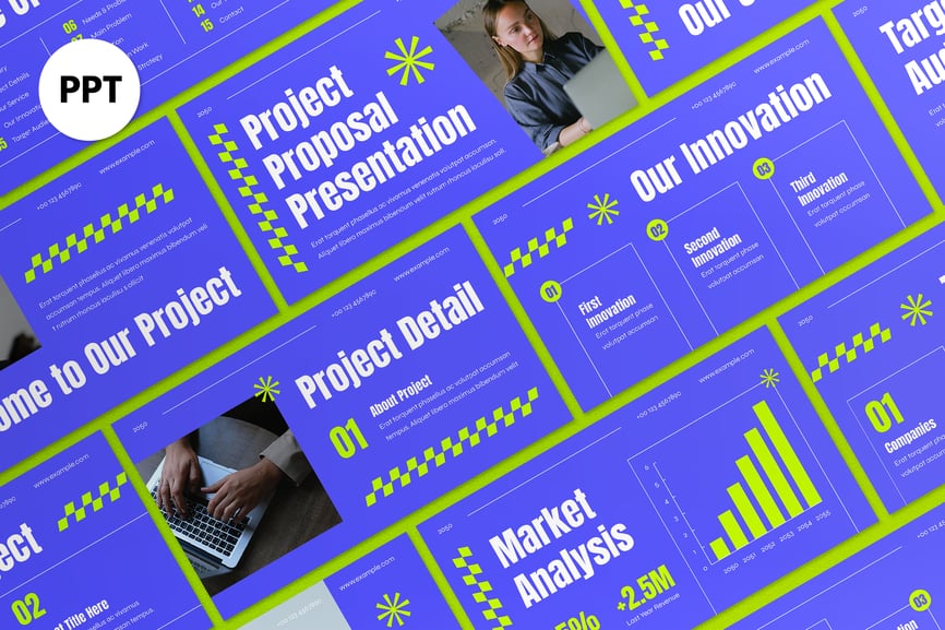 蓝色现代公司项目建议PPT模板 (PPT,PPTX)