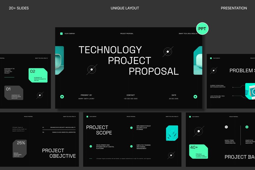 现代技术项目建议PPT模板 (PPT,PPTX)