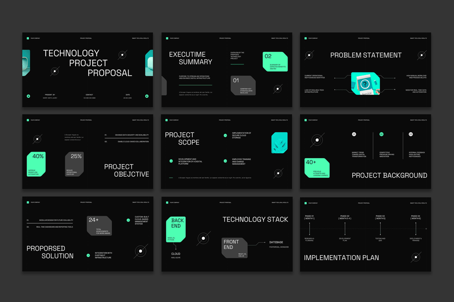 现代技术项目建议PPT模板 (PPT,PPTX)