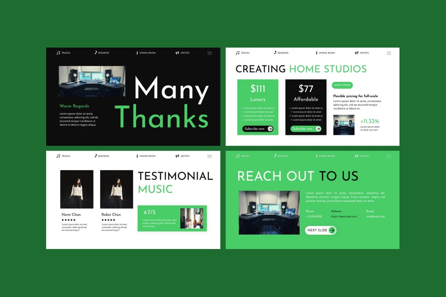 音乐工作室PPT模板 (PPTX)