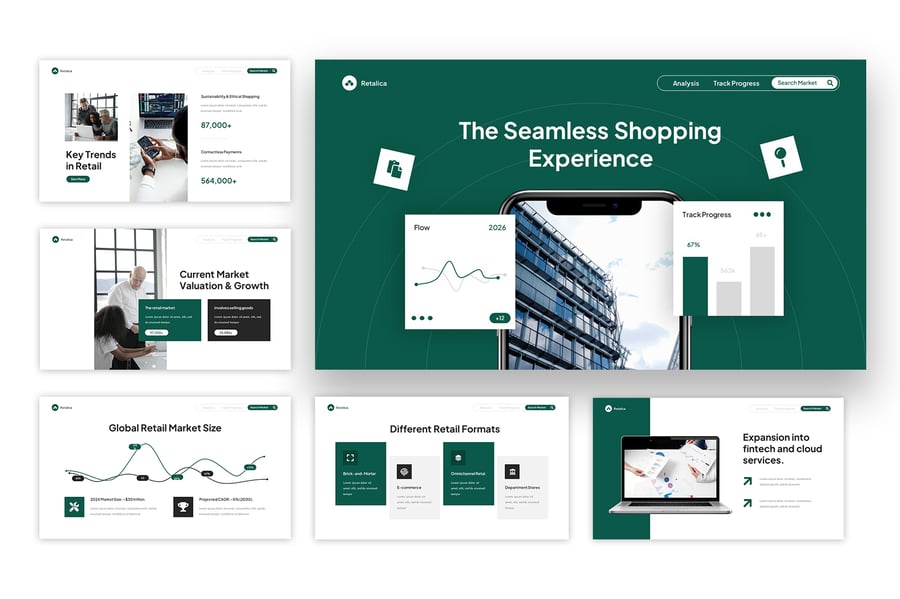 零售市场PPT模板 (PPTX)