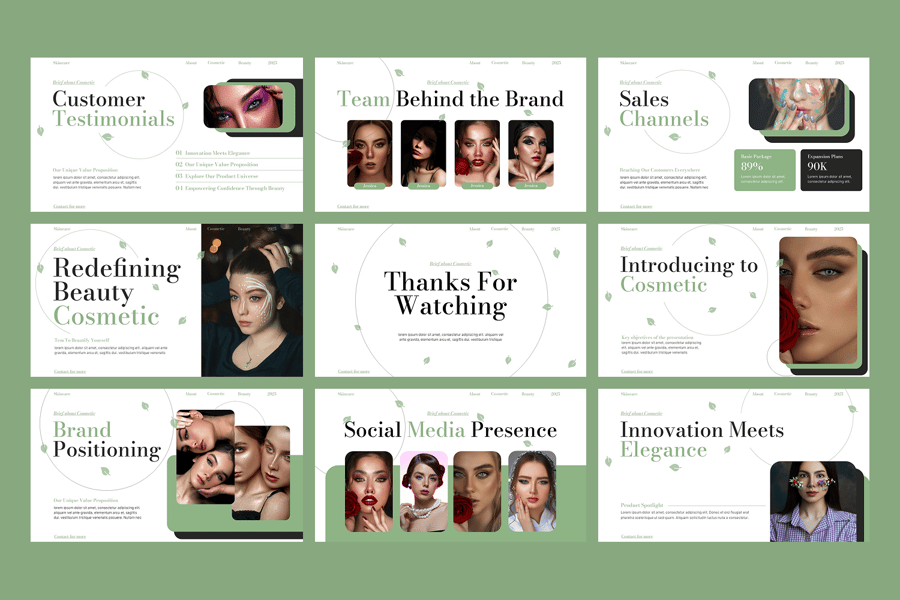 美容介绍PPT模板 (PPTX)