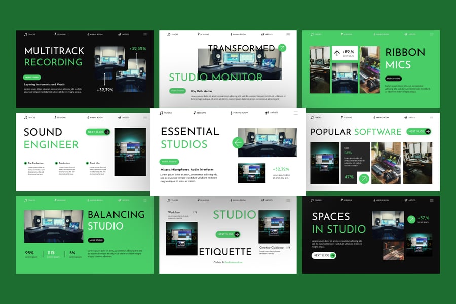 音乐工作室PPT模板 (PPTX)