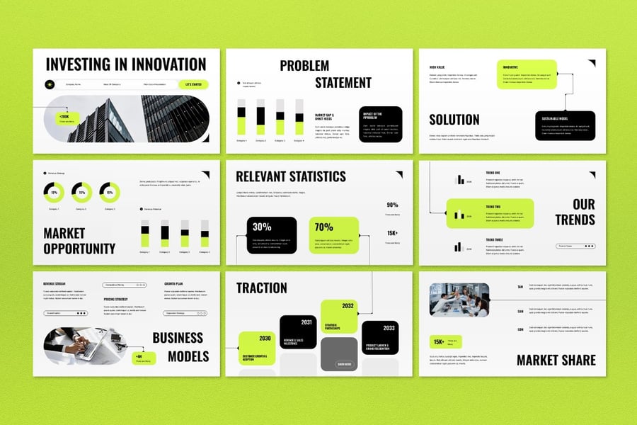 黑色绿色现代PPT模板 (PPT,PPTX)