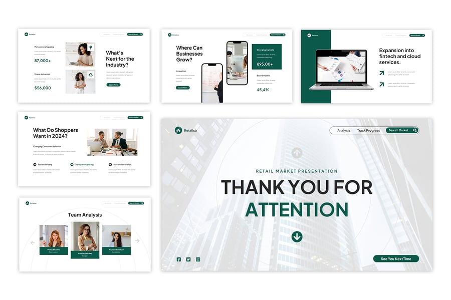 零售市场PPT模板 (PPTX)