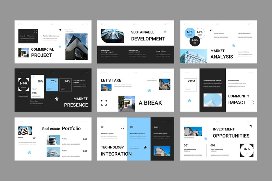 黑色极简主义房地产公司资料PPT模板 (PPT,PPTX)