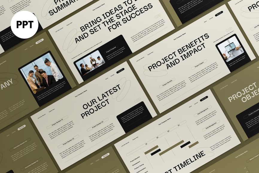 奶油绿色现代公司项目建议PPT模板 (PPT,PPTX)