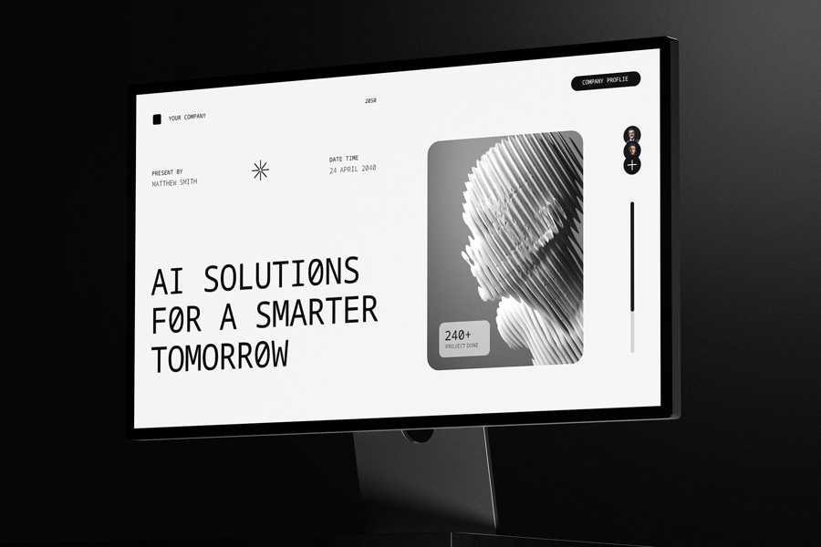 现代AI技术公司资料PPT模板 (PPT,PPTX)