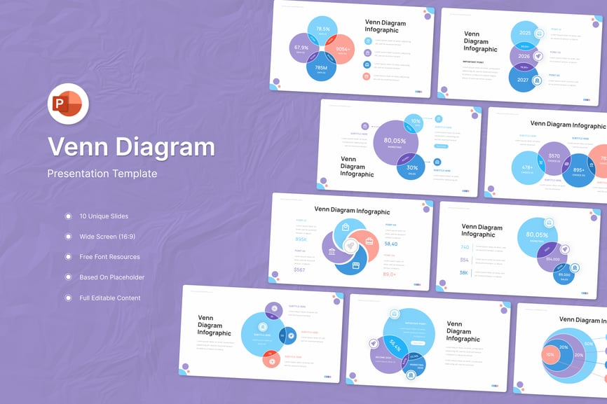 维恩图演示文稿PPT模板 (PPTX,PPT)