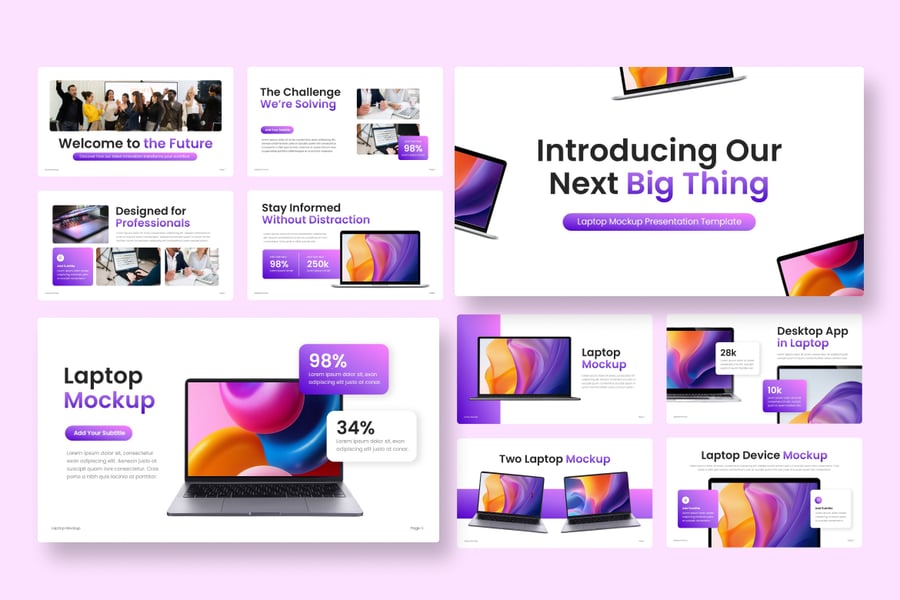 笔记本电脑模型PPT模板 (PPTX)