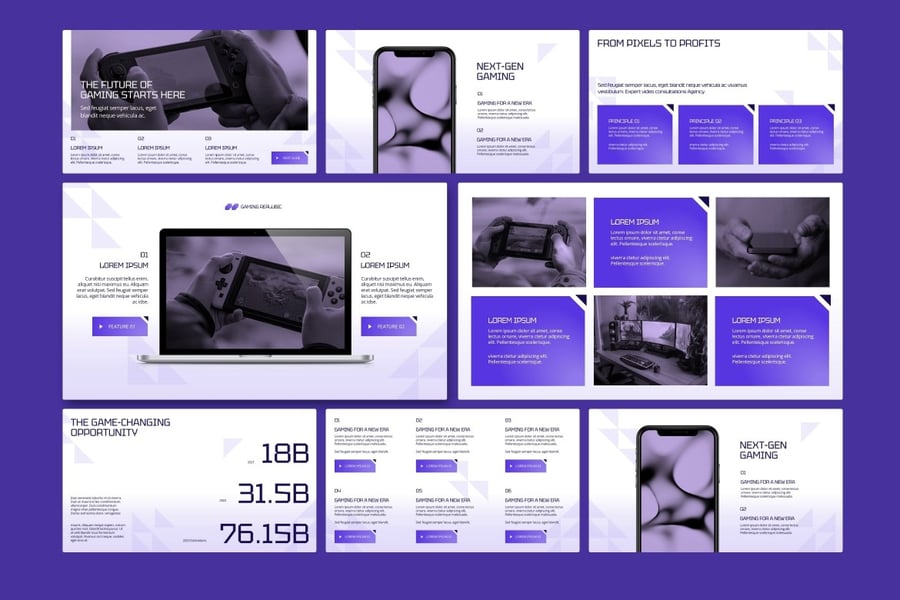 游戏工作室PPT模板 (PPTX)