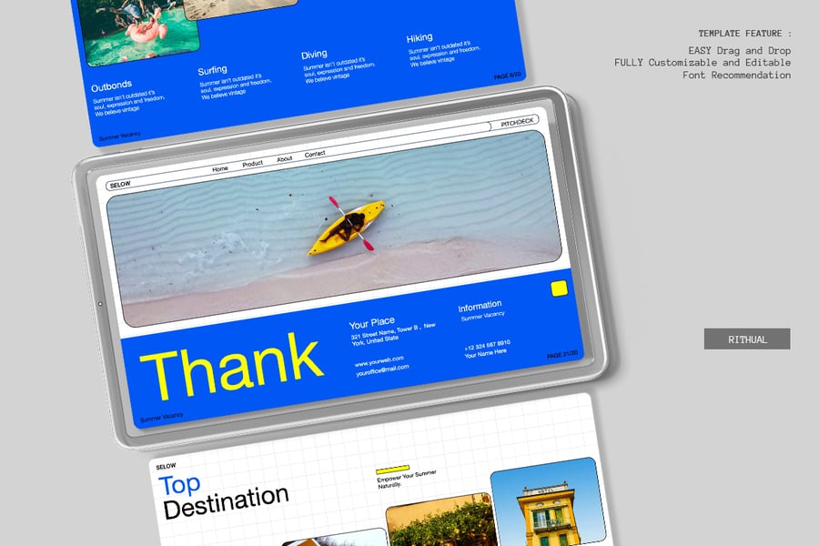 蓝色夏季旅行社PPT模板 (PPTX,PPT)