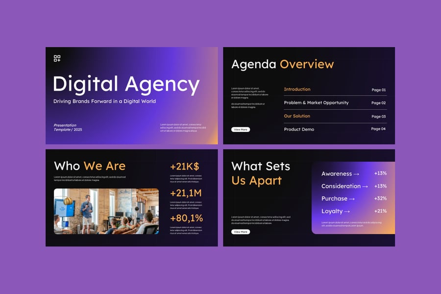 数字代理PPT模板 (PPTX)