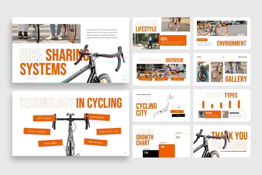 城市自行车活动介绍PPT模板 (PPTX)