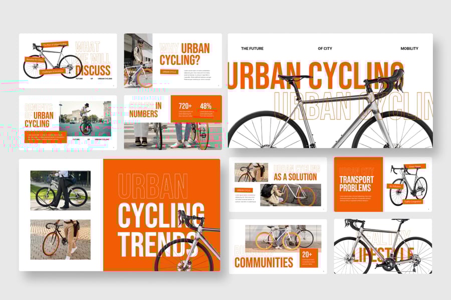 城市自行车活动介绍PPT模板 (PPTX)