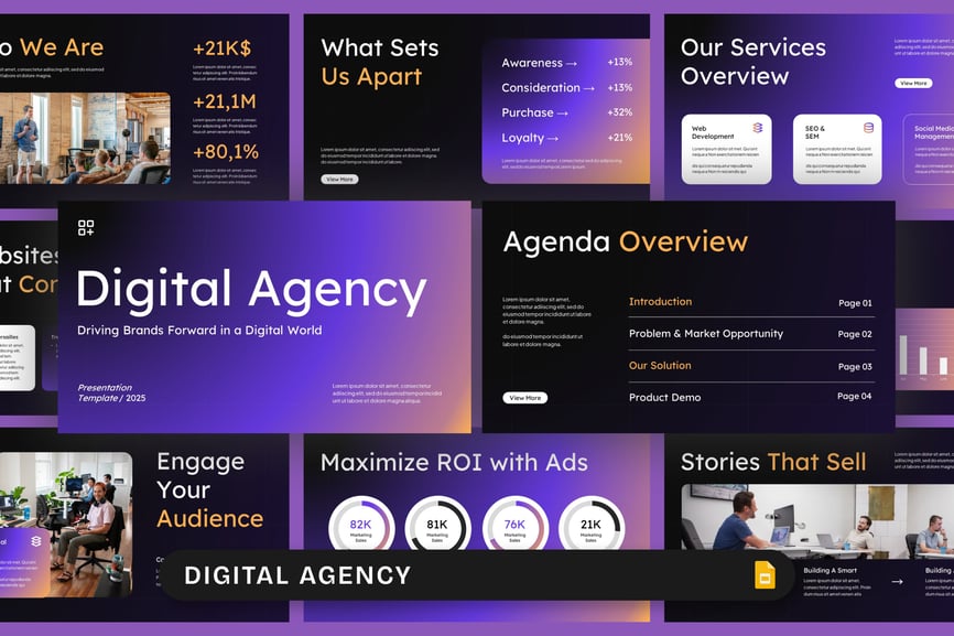 数字代理PPT模板 (PPTX)