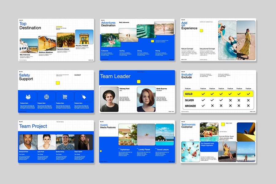 蓝色夏季旅行社PPT模板 (PPTX,PPT)