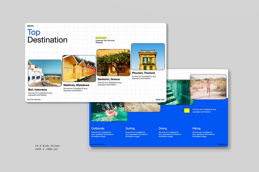 蓝色夏季旅行社PPT模板 (PPTX,PPT)