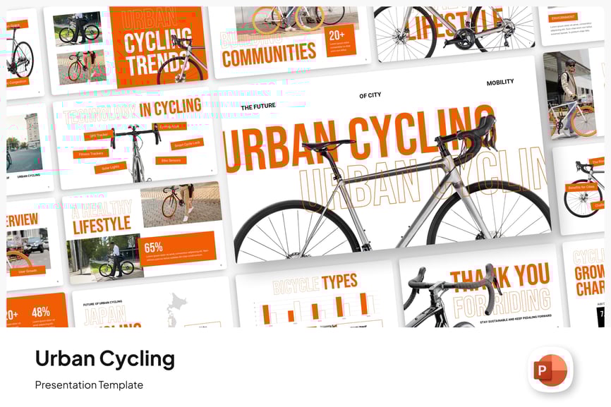 城市自行车活动介绍PPT模板 (PPTX)