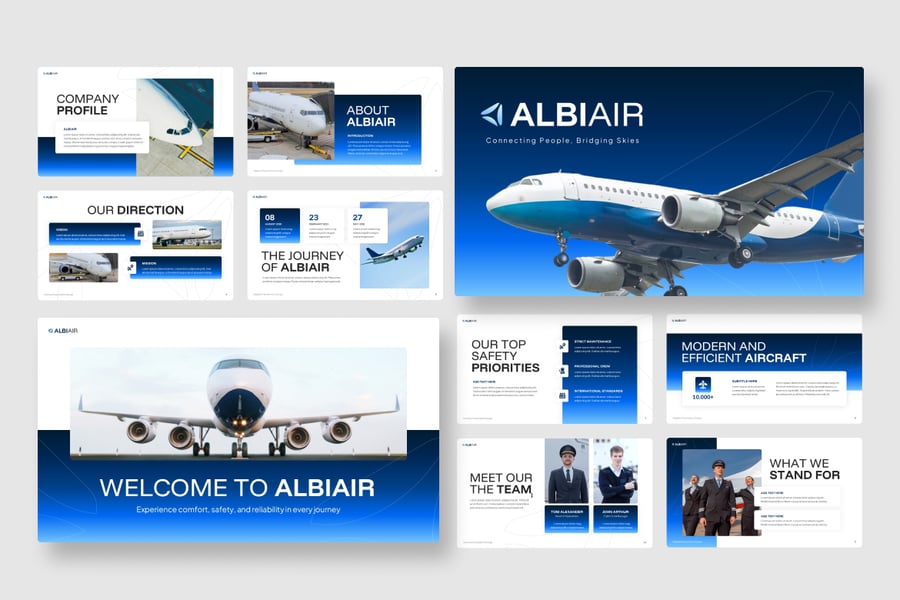 飞行旅行PPT模板 (PPTX)