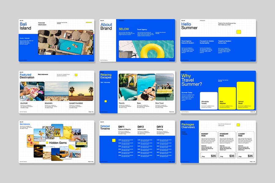 蓝色夏季旅行社PPT模板 (PPTX,PPT)
