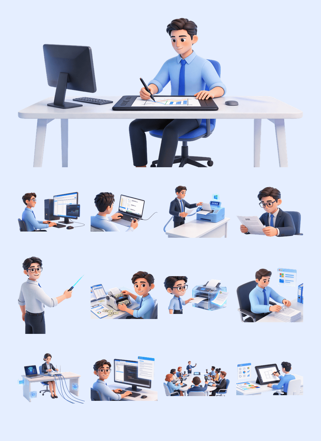 100张高清可商用办公插画PPT素材【SY16】