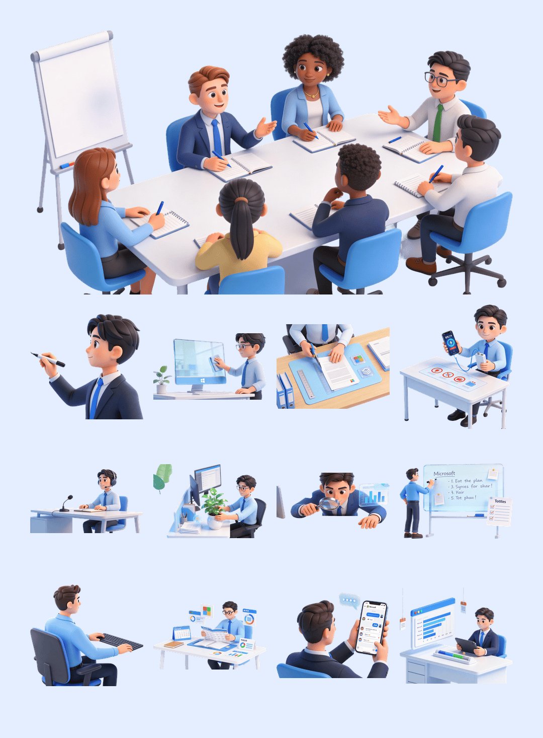 100张高清可商用办公插画PPT素材【SY16】