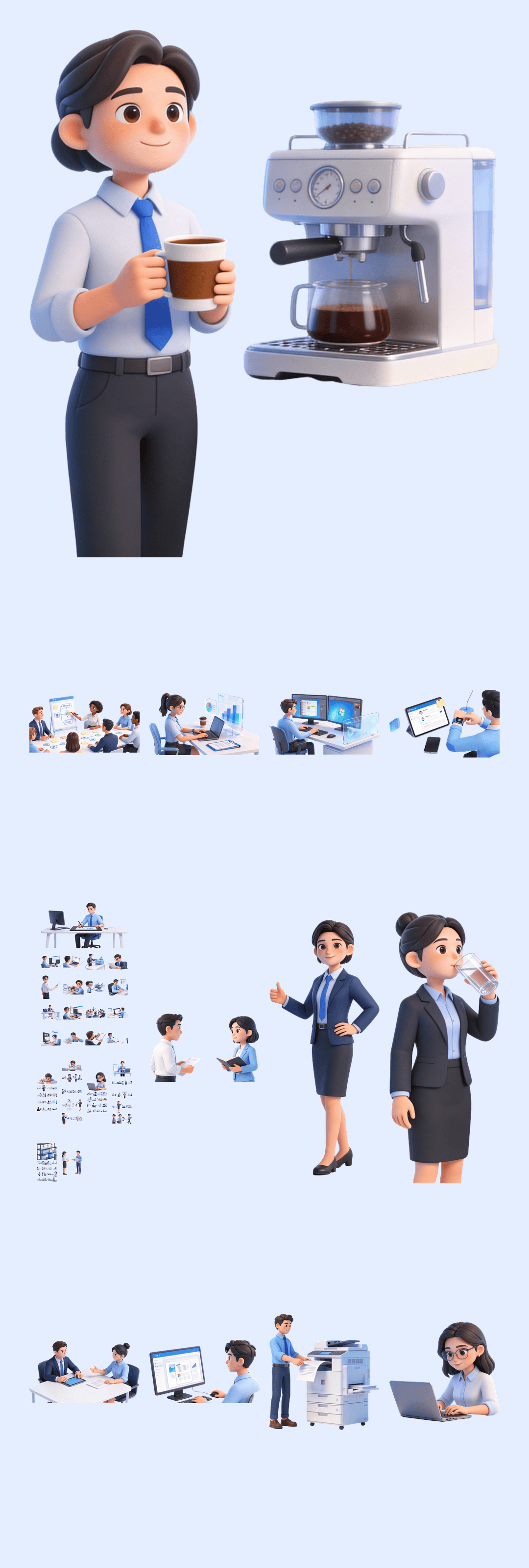 100张高清可商用办公插画PPT素材【SY16】