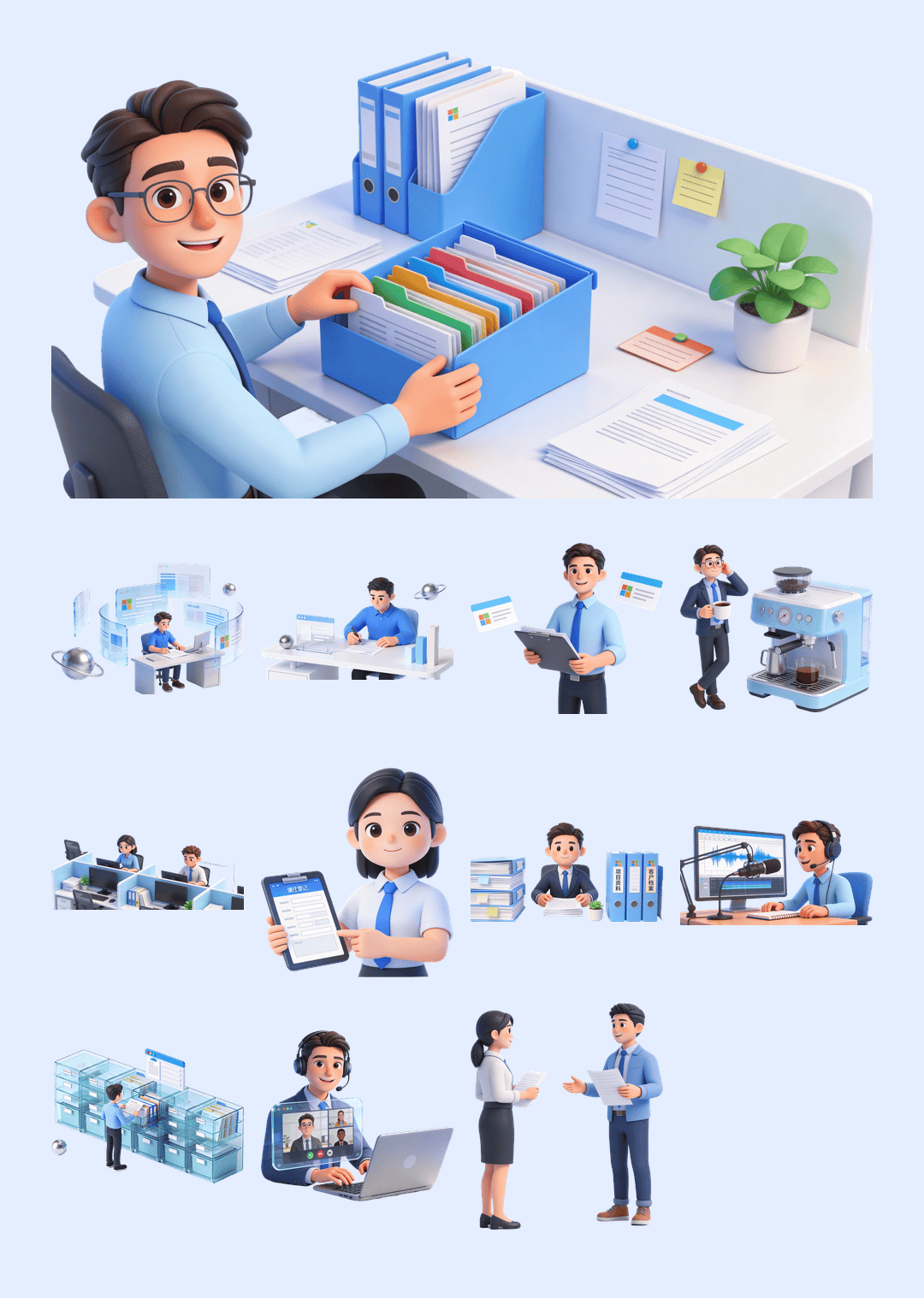 100张高清可商用办公插画PPT素材【SY16】