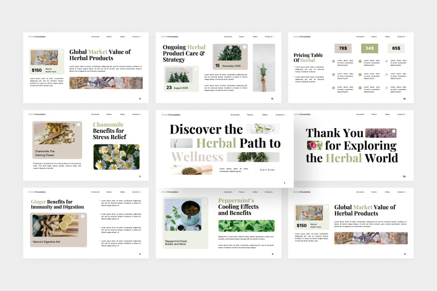 草药介绍PPT模板 (PPTX)