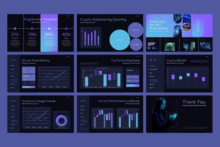 深色加密货币PPT模板 (PPTX)