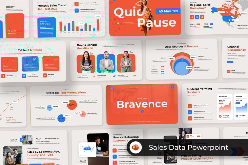 销售数据PPT模板 (PPT,PPTX)