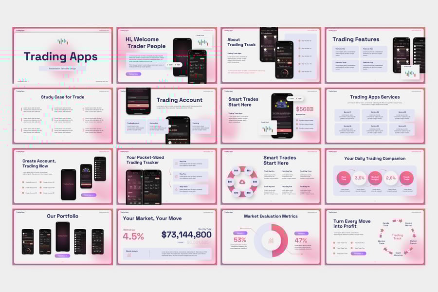 交易APP应用程序PPT模板 (PPTX)