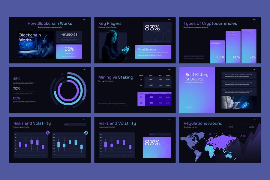 深色加密货币PPT模板 (PPTX)