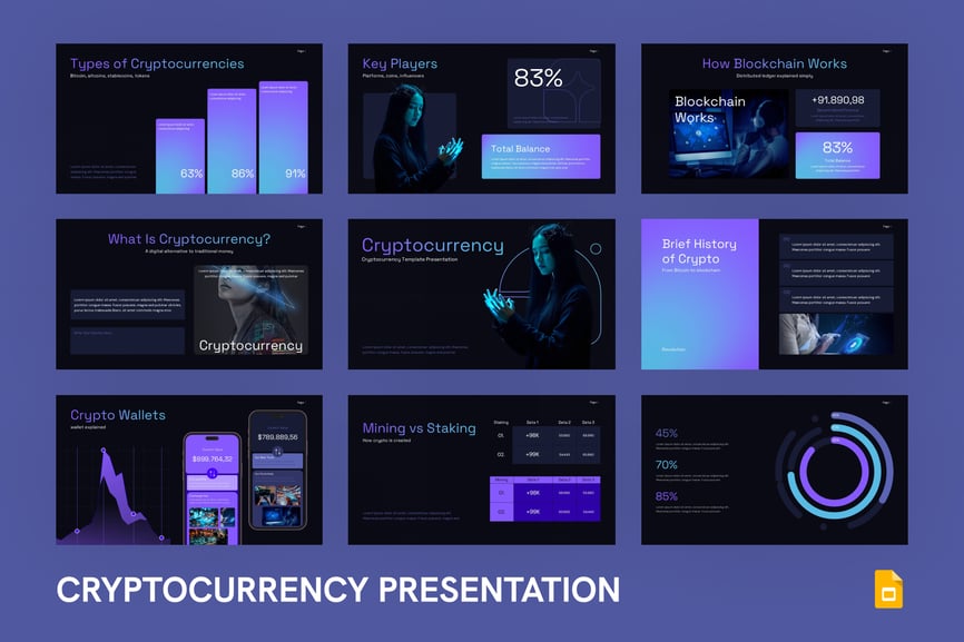 深色加密货币PPT模板 (PPTX)