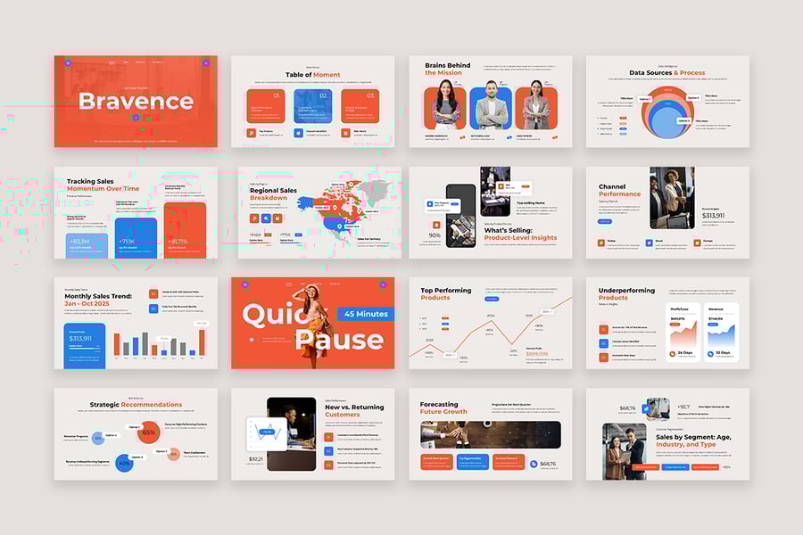 销售数据PPT模板 (PPT,PPTX)