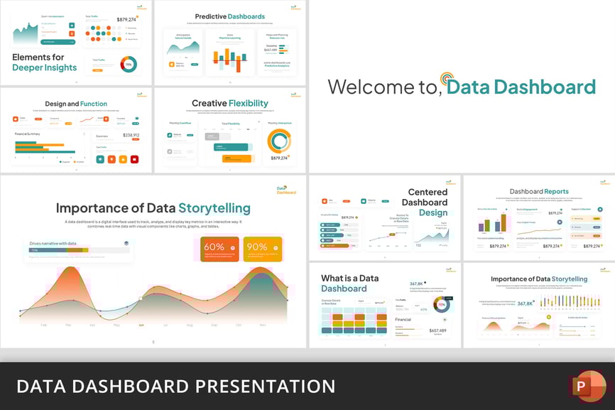 数据仪表板可视化PPT模板 (PPTX)