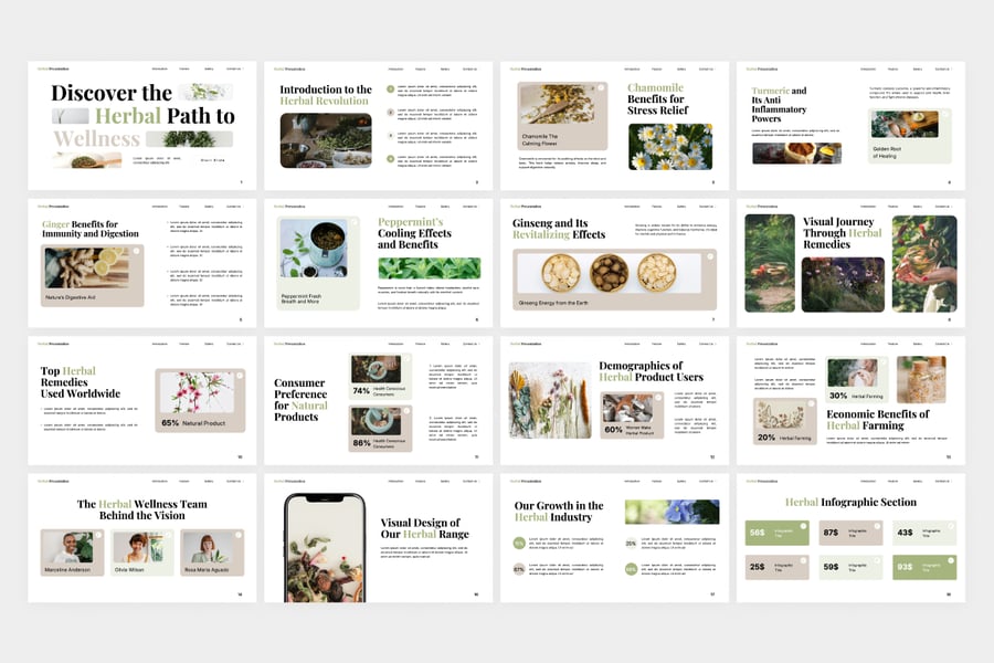 草药介绍PPT模板 (PPTX)