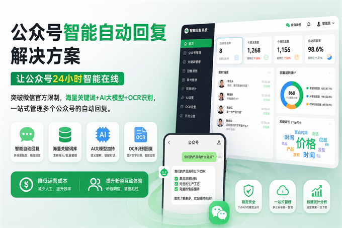 AI多公众号矩阵自动回复系统-单账号